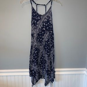 Navy Blue and White Bandana Patterned Dress
